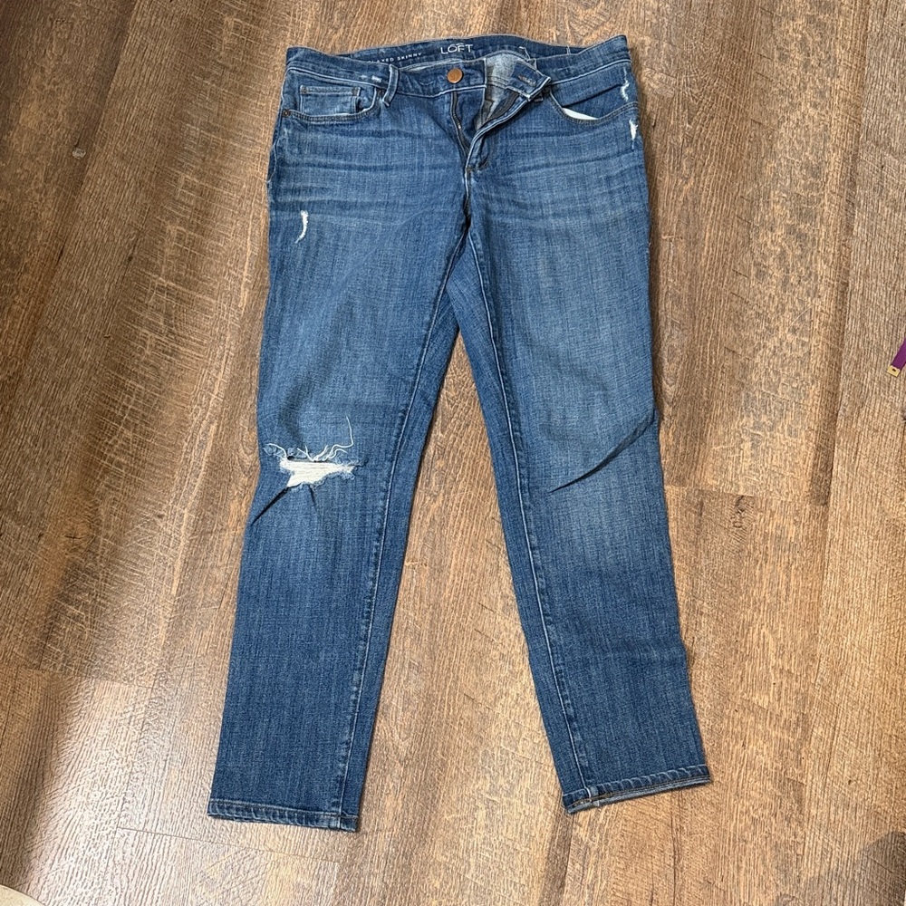 LOFT Women's Dark Blue Relaxed Skinny Jeans